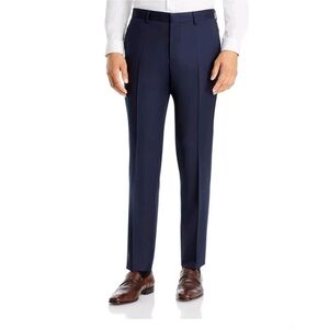 Hugo Boss Mens Pants Size 42 Short Navy Blue Wool Huge 6 Genius 5 Slim Fit New